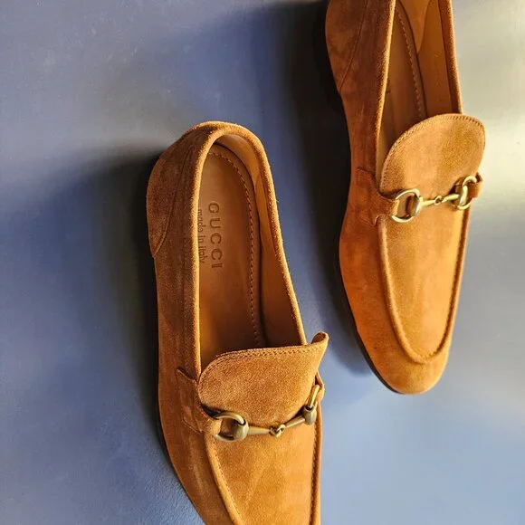 Gucci Men's Light Brown Suede Jordaan Loafer- US 9 - Picture 2 of 3